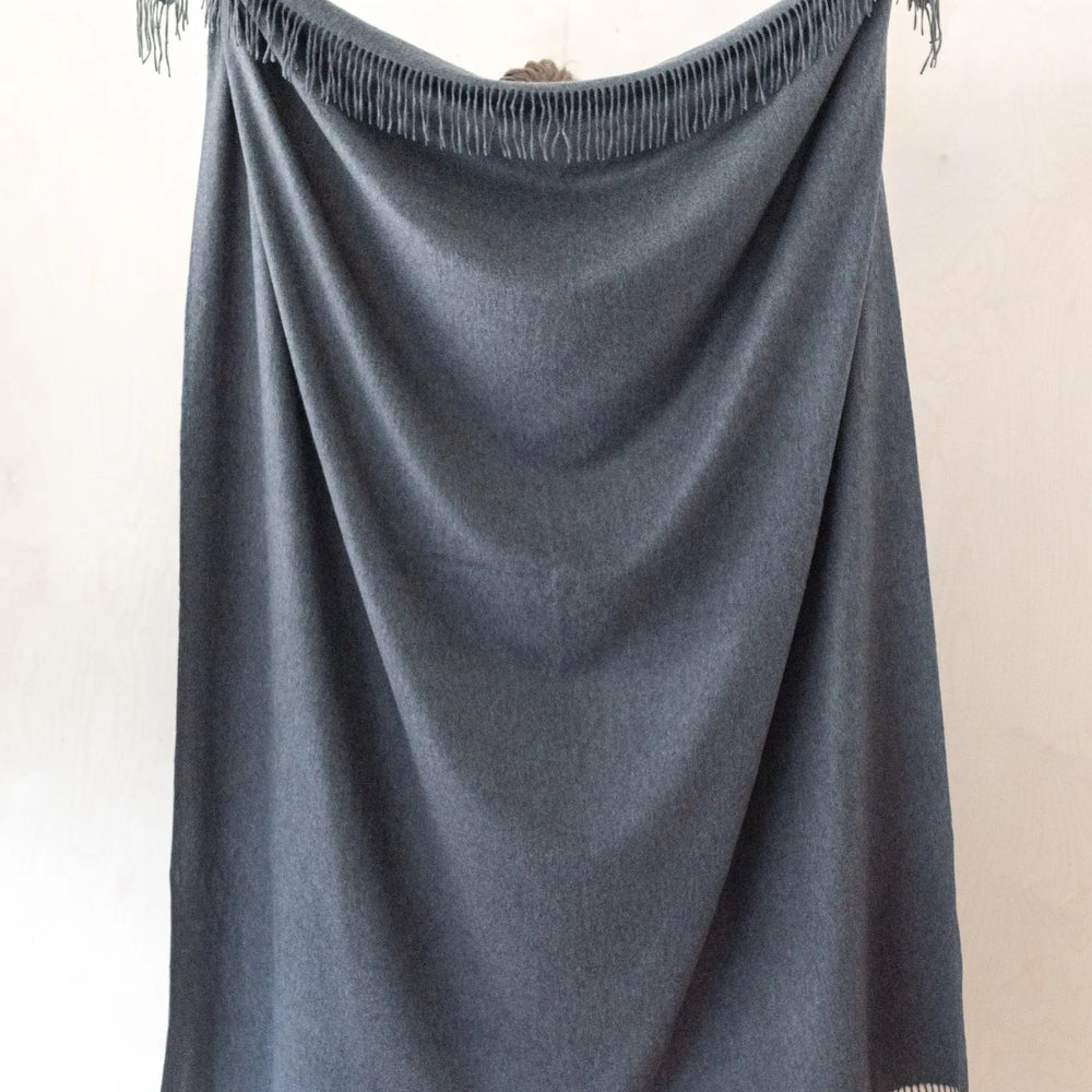 Lambswool Blanket in Charcoal Melange TartanBlanketCo