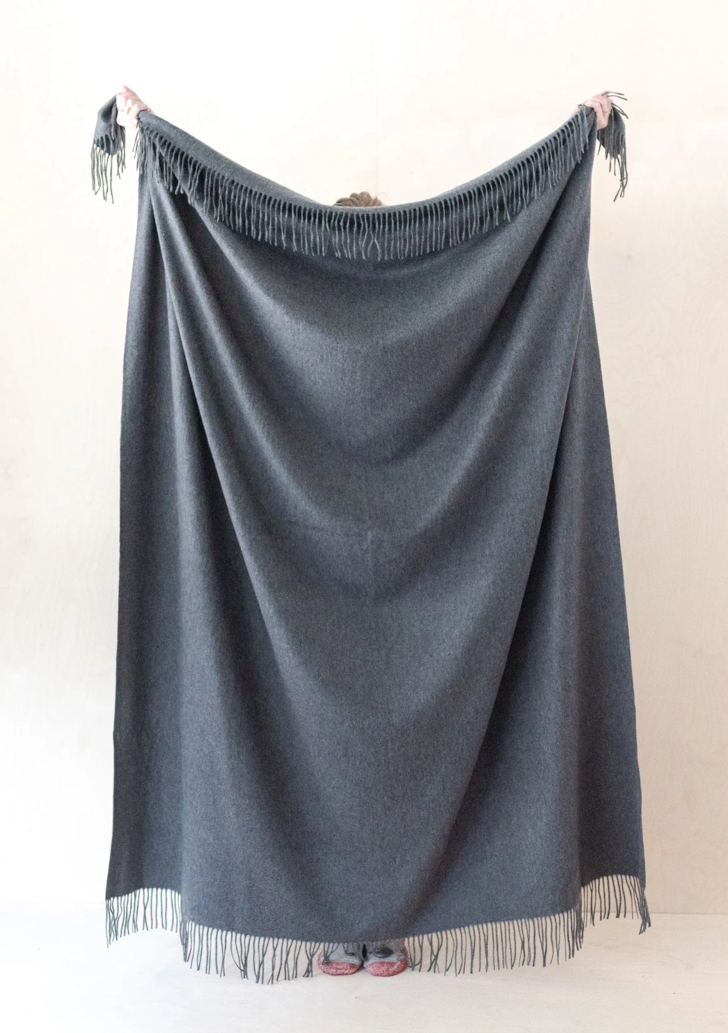 Lambswool Blanket in Charcoal Melange TartanBlanketCo