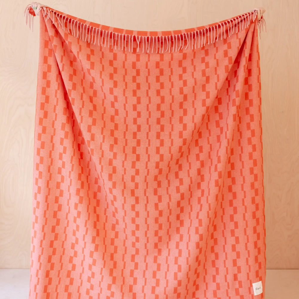Lambswool Blanket in Green Checker Stripe TartanBlanketCo