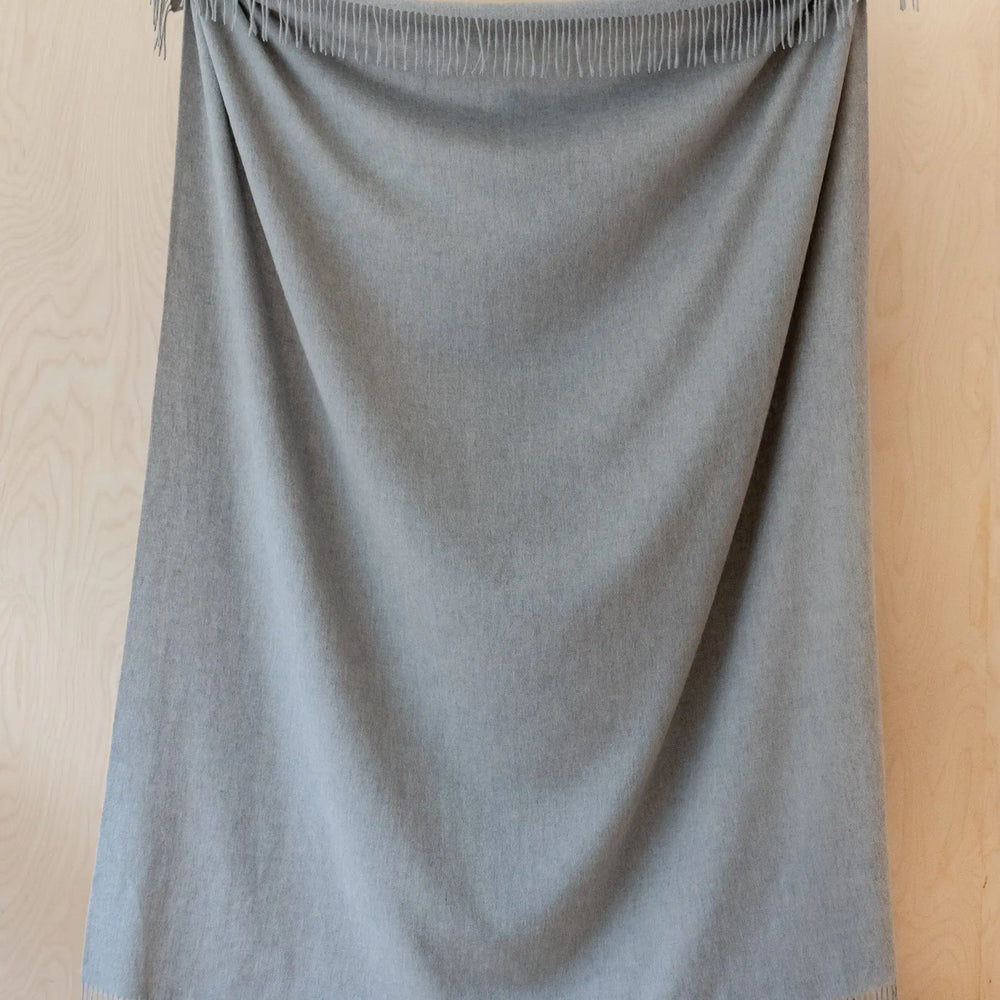 Lambswool Blanket in Light Grey Melange TartanBlanketCo