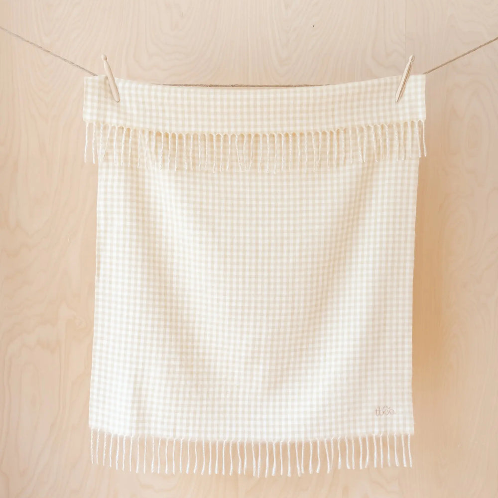 Lambswool Blanket in Tangerine Checker Stripe TartanBlanketCo