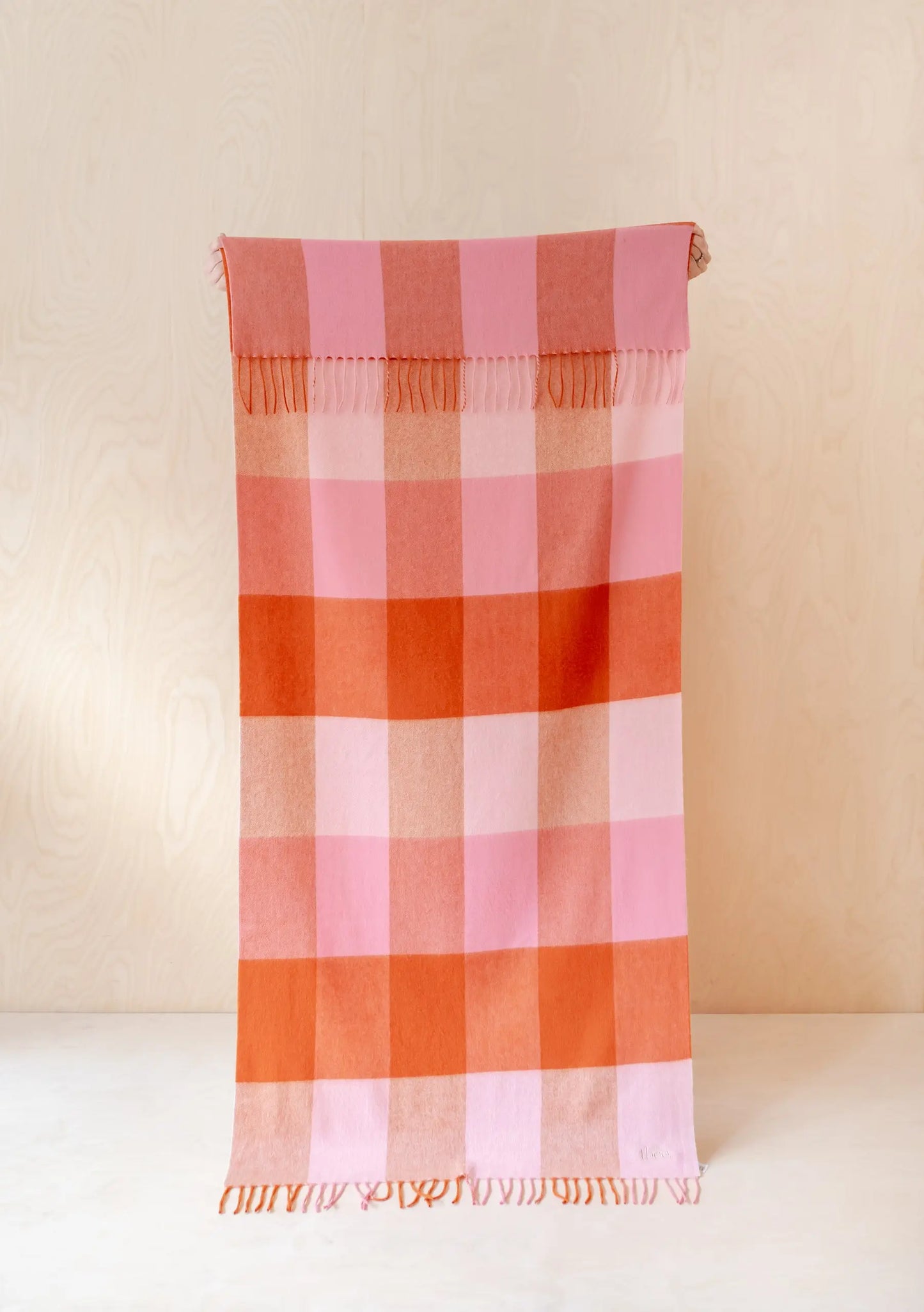 Lambswool Kids Blanket in Blush Grid Check TartanBlanketCo