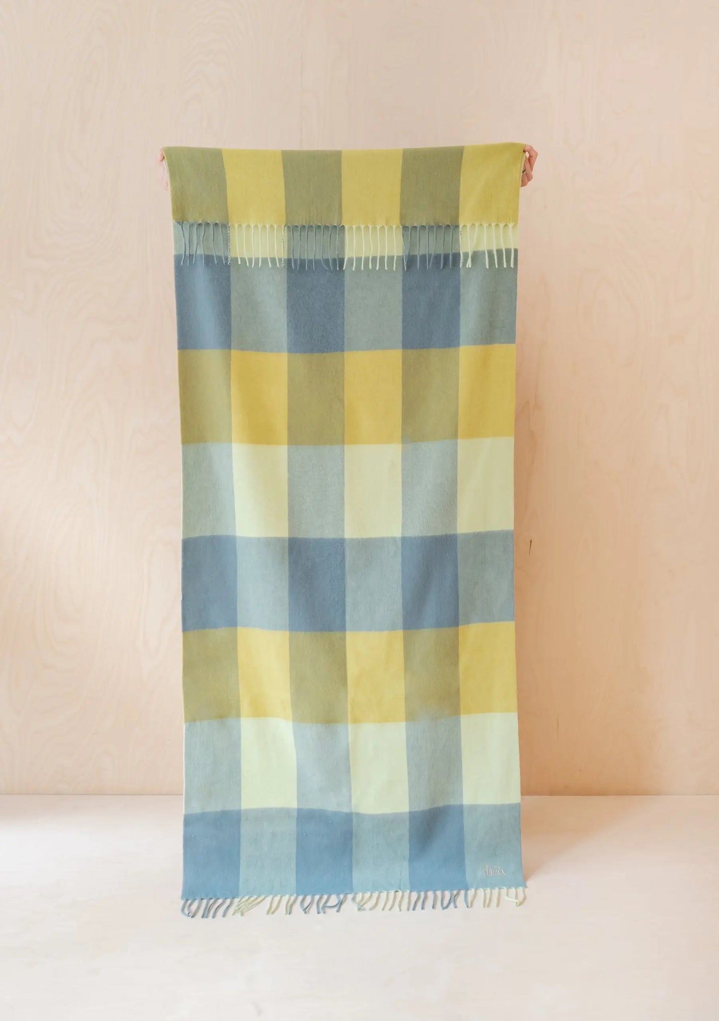 Lambswool Kids Blanket in Lime Grid Check TartanBlanketCo