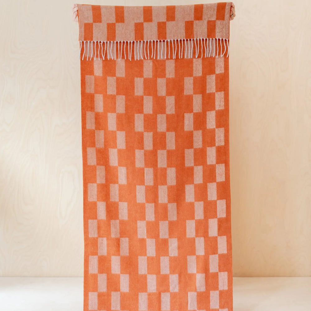 Lambswool Kids Blanket in Orange Checker TartanBlanketCo