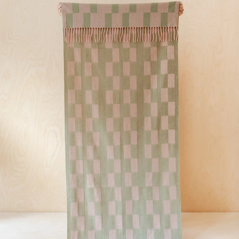 Lambswool Kids Blanket in Pink Checker TartanBlanketCo
