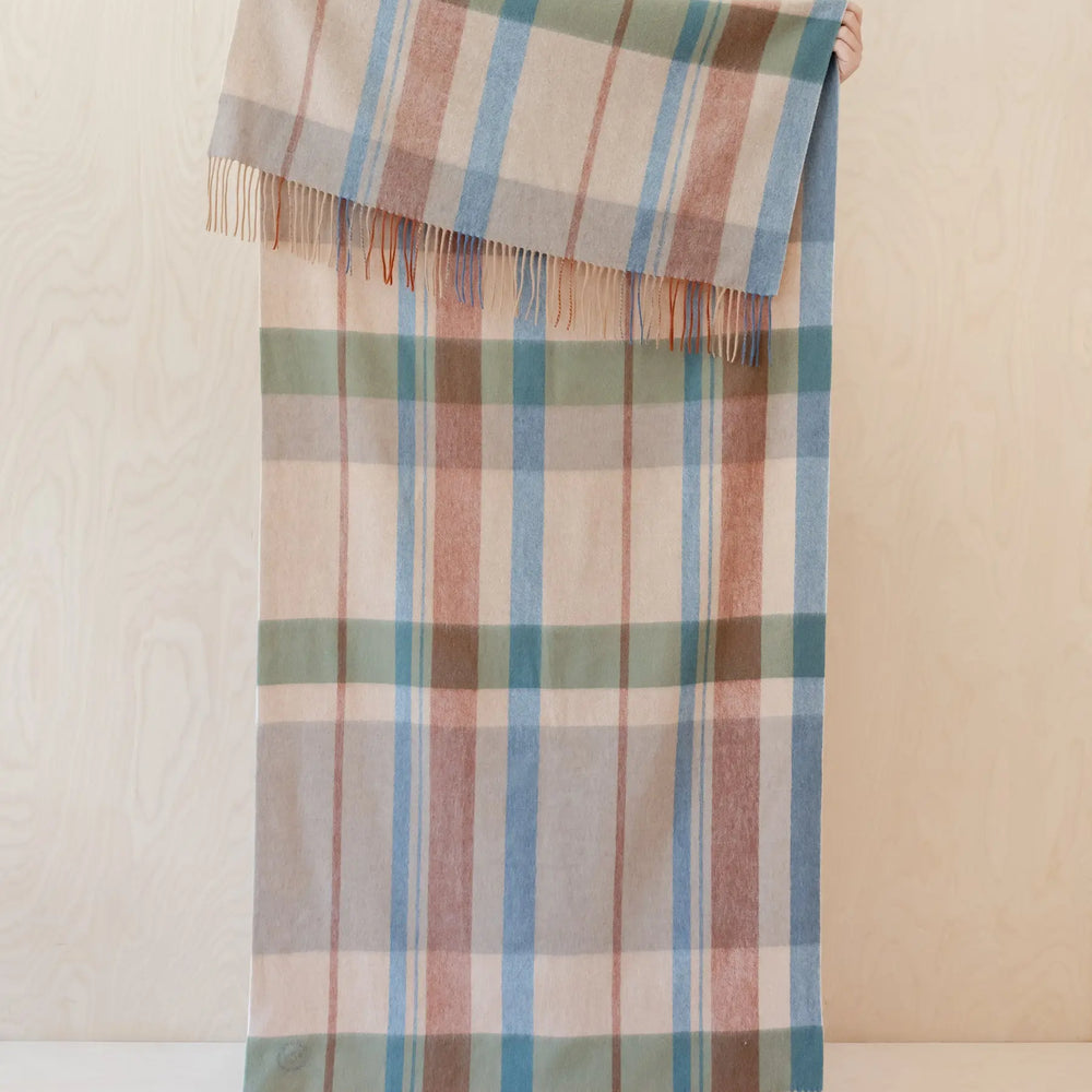 Lambswool Kids Blanket in Stone Abstract Check TartanBlanketCo