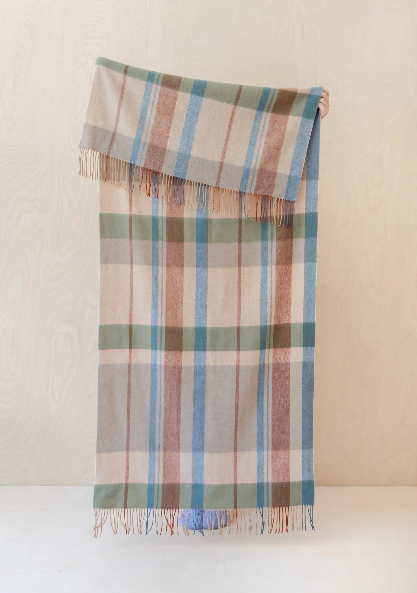 Lambswool Kids Blanket in Stone Abstract Check TartanBlanketCo