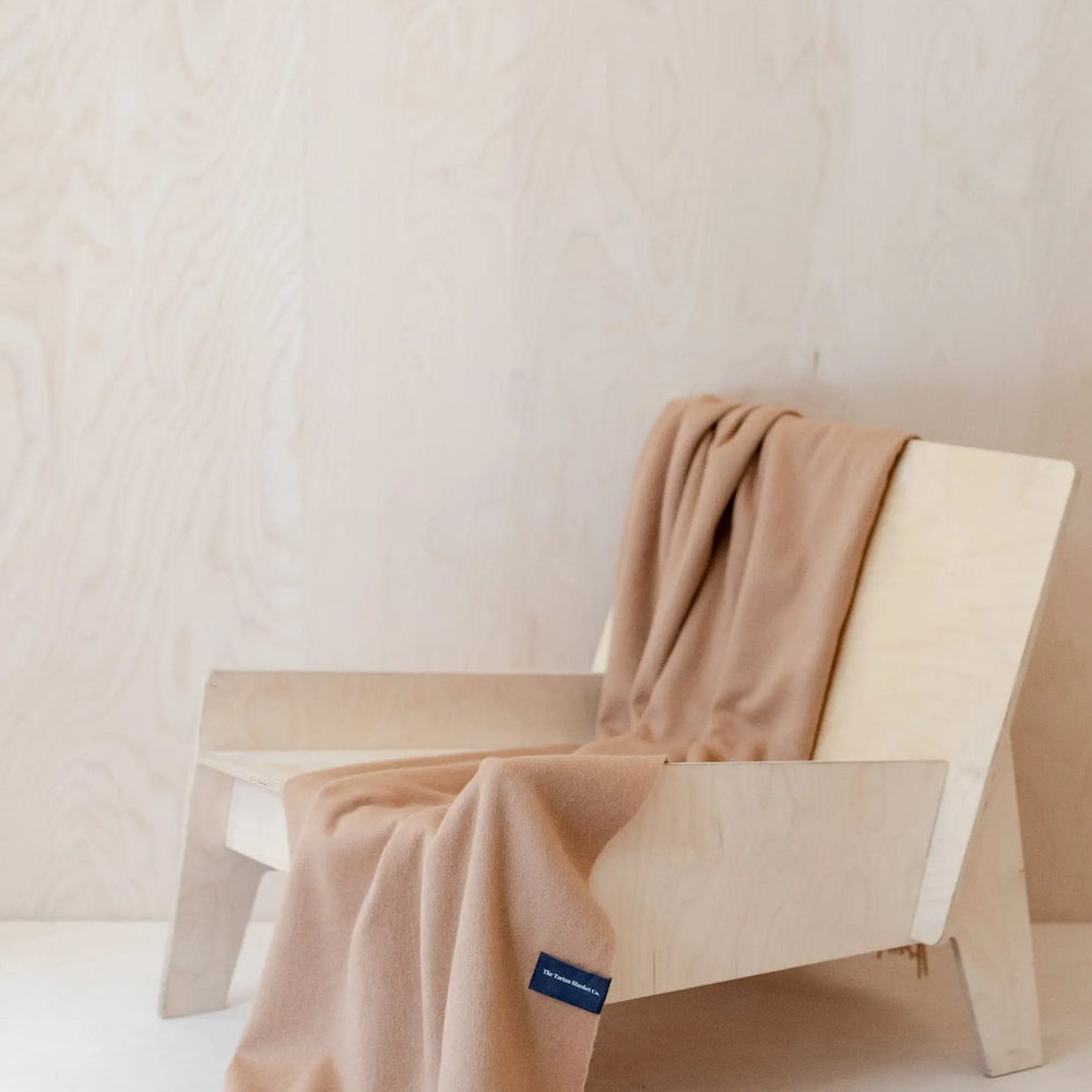 Lambswool Small Blanket in Camel TartanBlanketCo