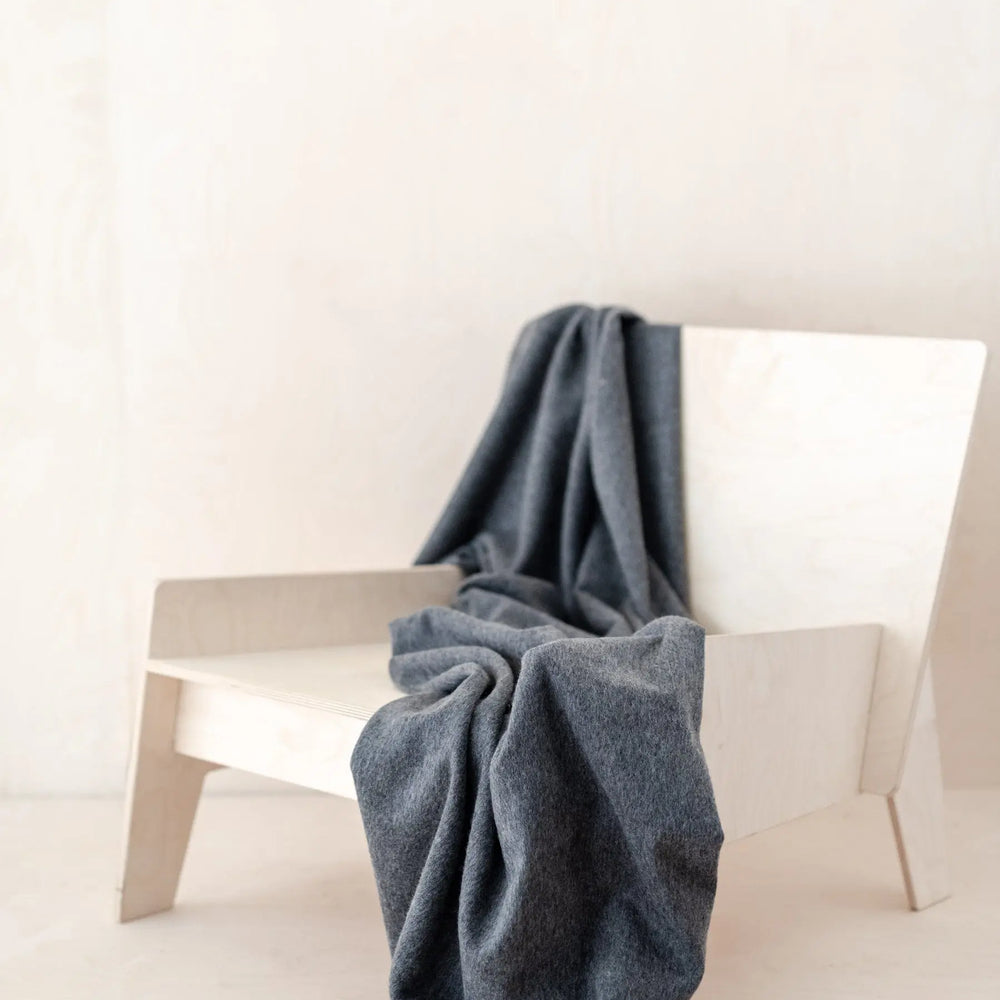 Lambswool Small Blanket in Charcoal Melange TartanBlanketCo