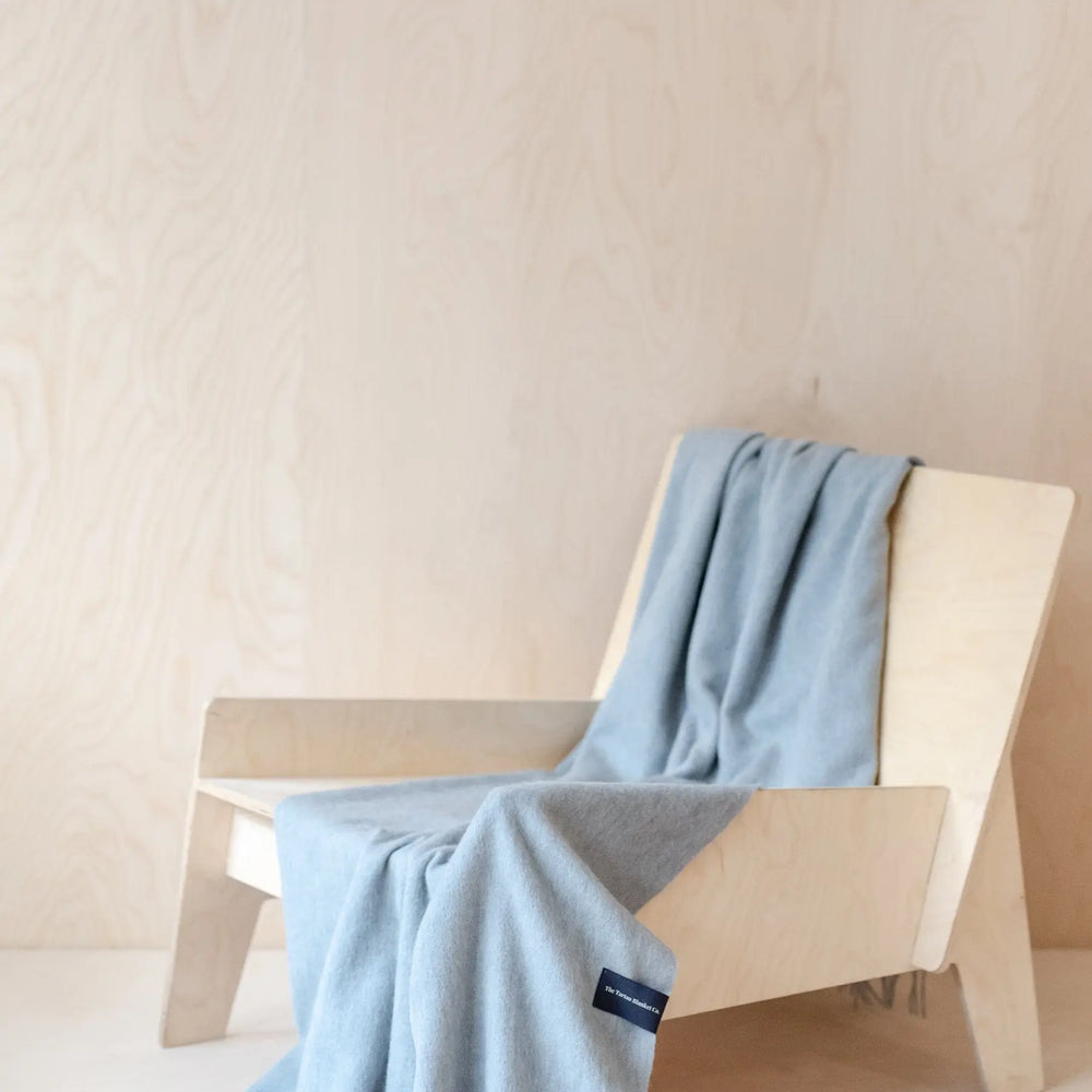 Lambswool Small Blanket in Light Grey Melange TartanBlanketCo