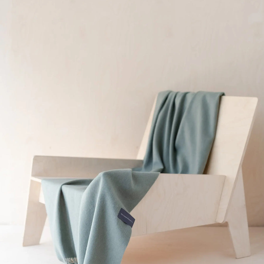 Lambswool Small Blanket in Sage Melange TartanBlanketCo