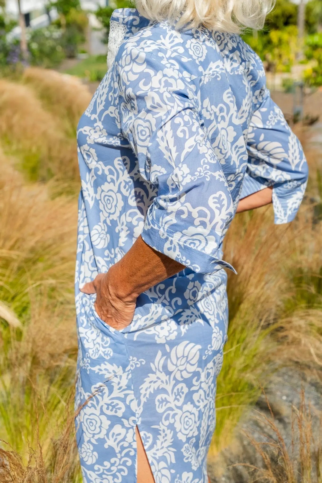 Lara Long Powder Blue Kaftan Naree Clothing