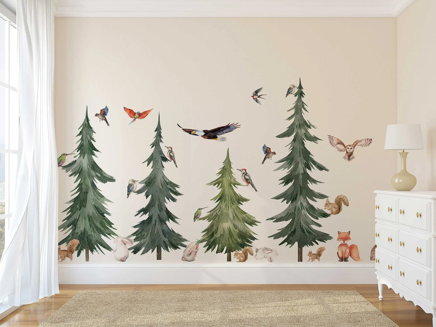 Large Forest Tree Wall Decal - Watercolour Wall Sticker, Nursery Mural, Forest Wall Decal, Peel and Stick Tree Decal ClickWalls