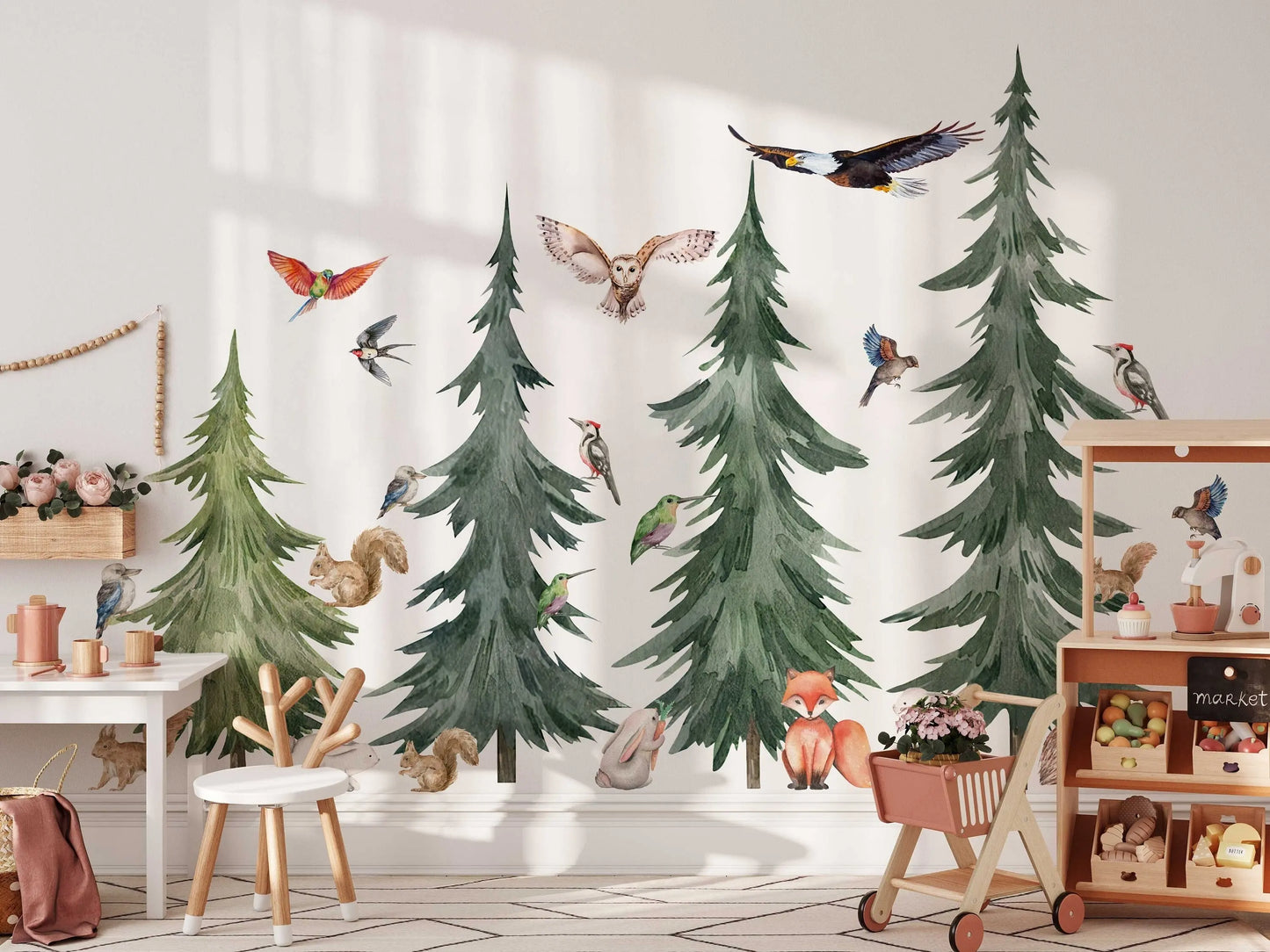 Large Forest Tree Wall Decal - Watercolour Wall Sticker, Nursery Mural, Forest Wall Decal, Peel and Stick Tree Decal ClickWalls