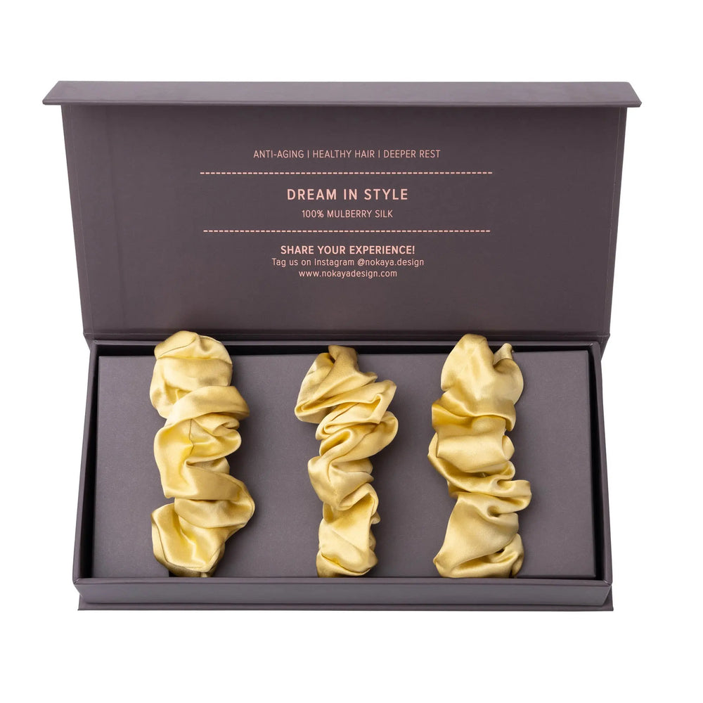 Large Silk Scrunchie Set Panna Cotta NOKAYA