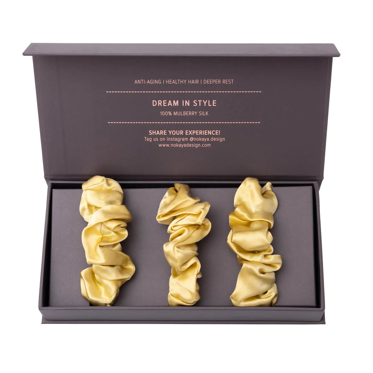 Large Silk Scrunchie Set Panna Cotta NOKAYA