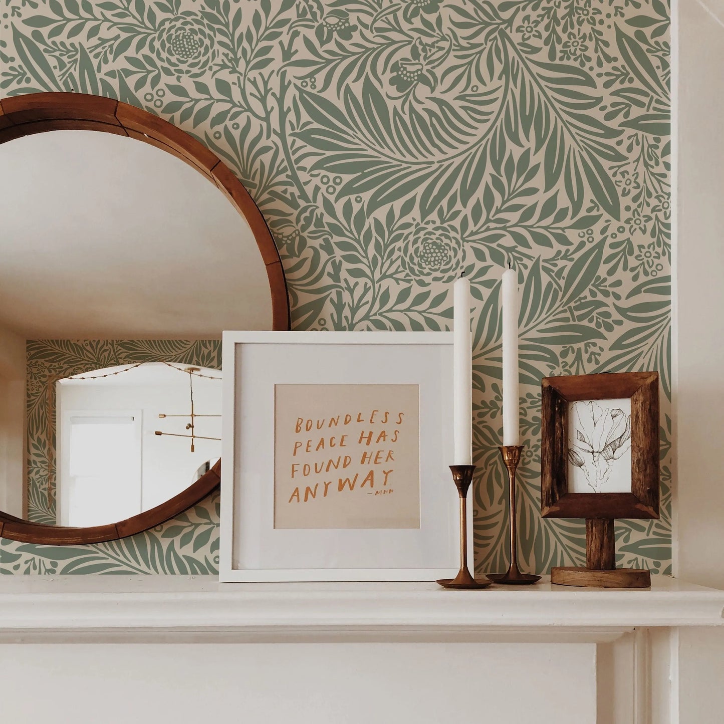 Larkspur Sage Green William Morris Removable Wallpaper | Self-Adhesive | Pasted | Mural | Temporary | Feature Wall ClickWalls
