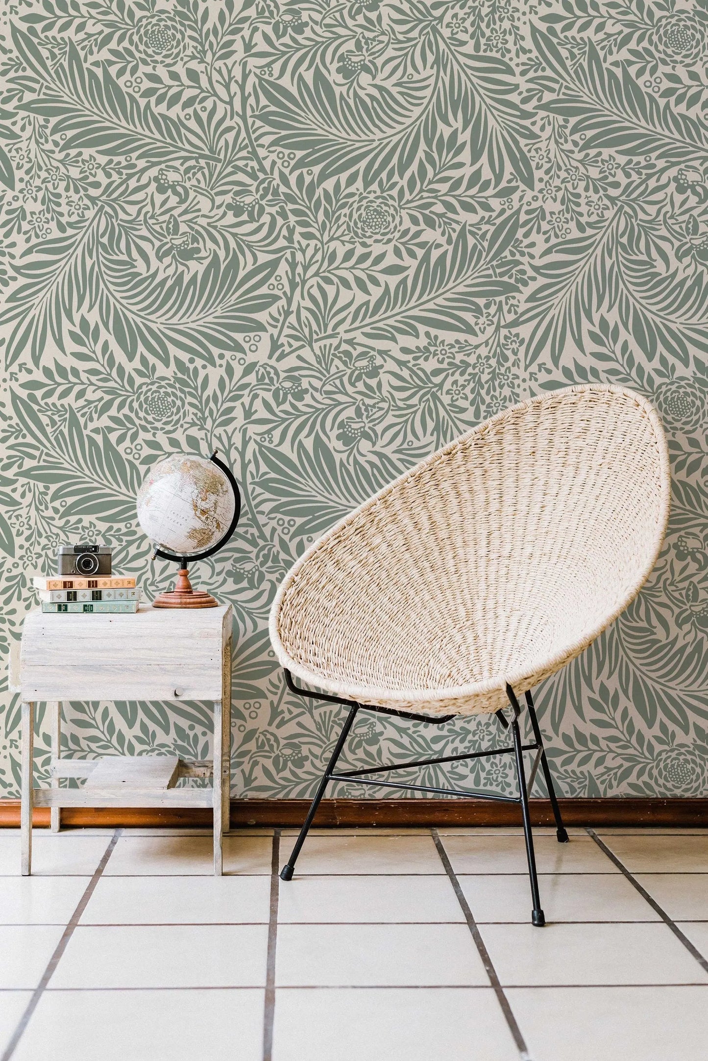 Larkspur Sage Green William Morris Removable Wallpaper | Self-Adhesive | Pasted | Mural | Temporary | Feature Wall ClickWalls