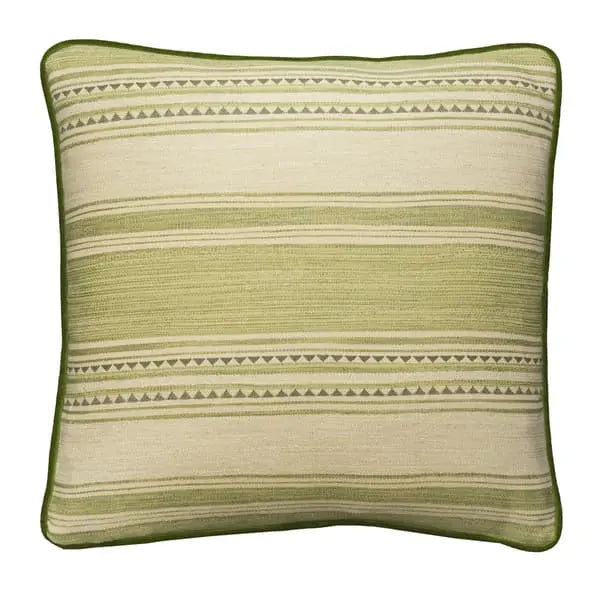 Las Salinas 7, Sustainable Feather, Cushion, Green Cotton Blend Kilim & Stripe Andrew Martin