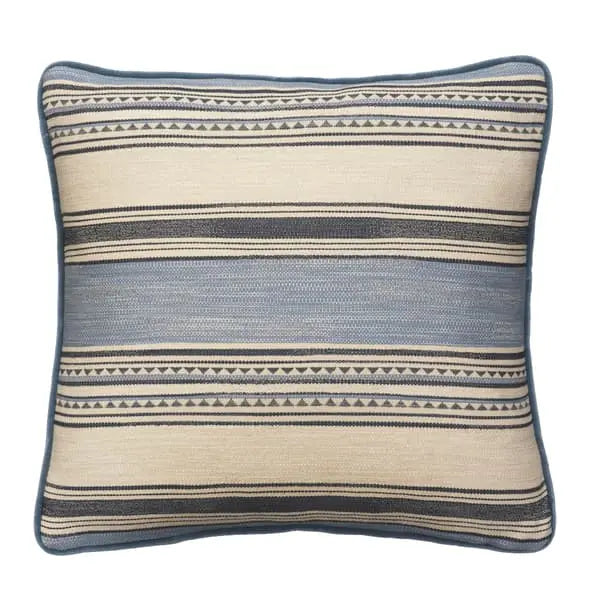 Las Salinas 8, Sustainable Feather, Cushion, Blue Cotton Blend Kilim & Stripe Andrew Martin