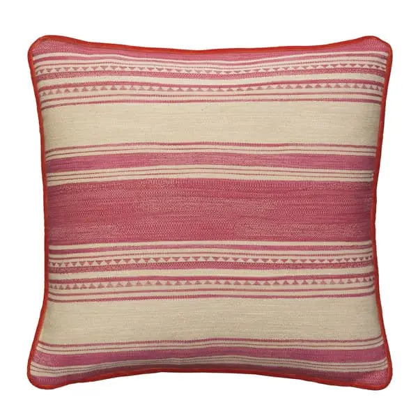 Las Salinas 9, Sustainable Feather, Cushion, Pink Cotton Blend Kilim & Stripe Andrew Martin