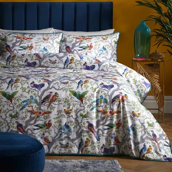 Laurence Llewelyn-Bowen Birdity 200 Thread Count Cotton Duvet Cover and Pillowcase Set Dunelm