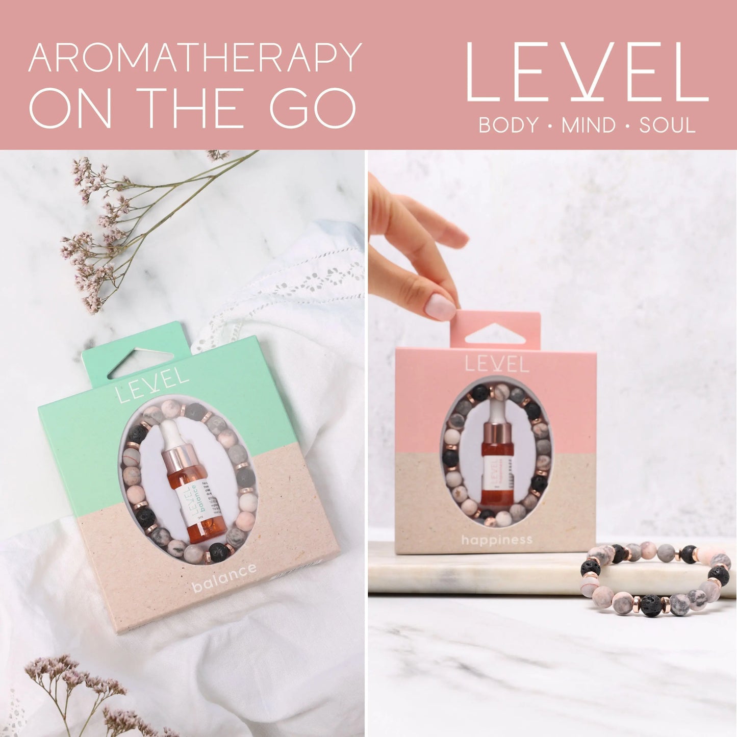 Lava Bead Aromatherapy Bracelet Set - Balance & Happiness SMUG