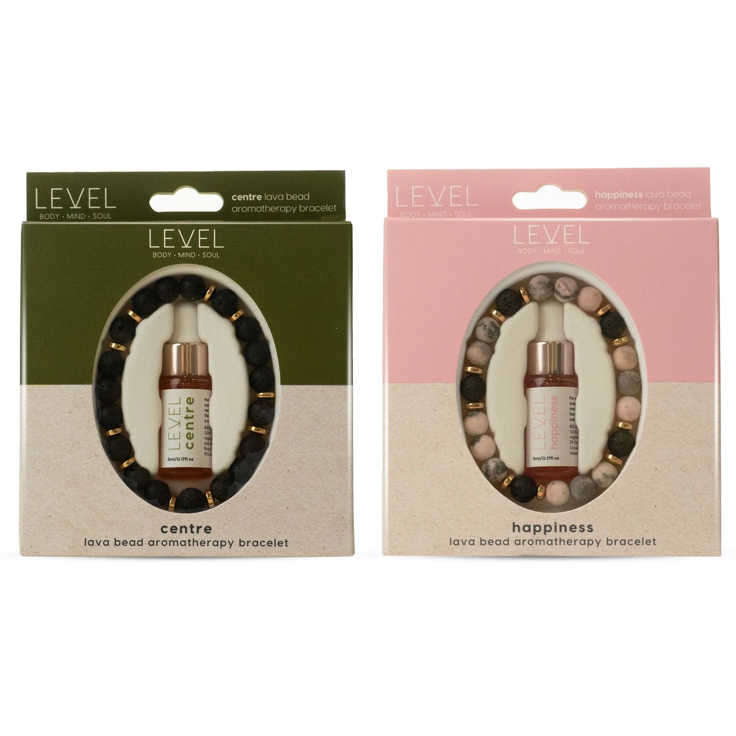 Lava Bead Aromatherapy Bracelet Set- Centre & Happiness SMUG