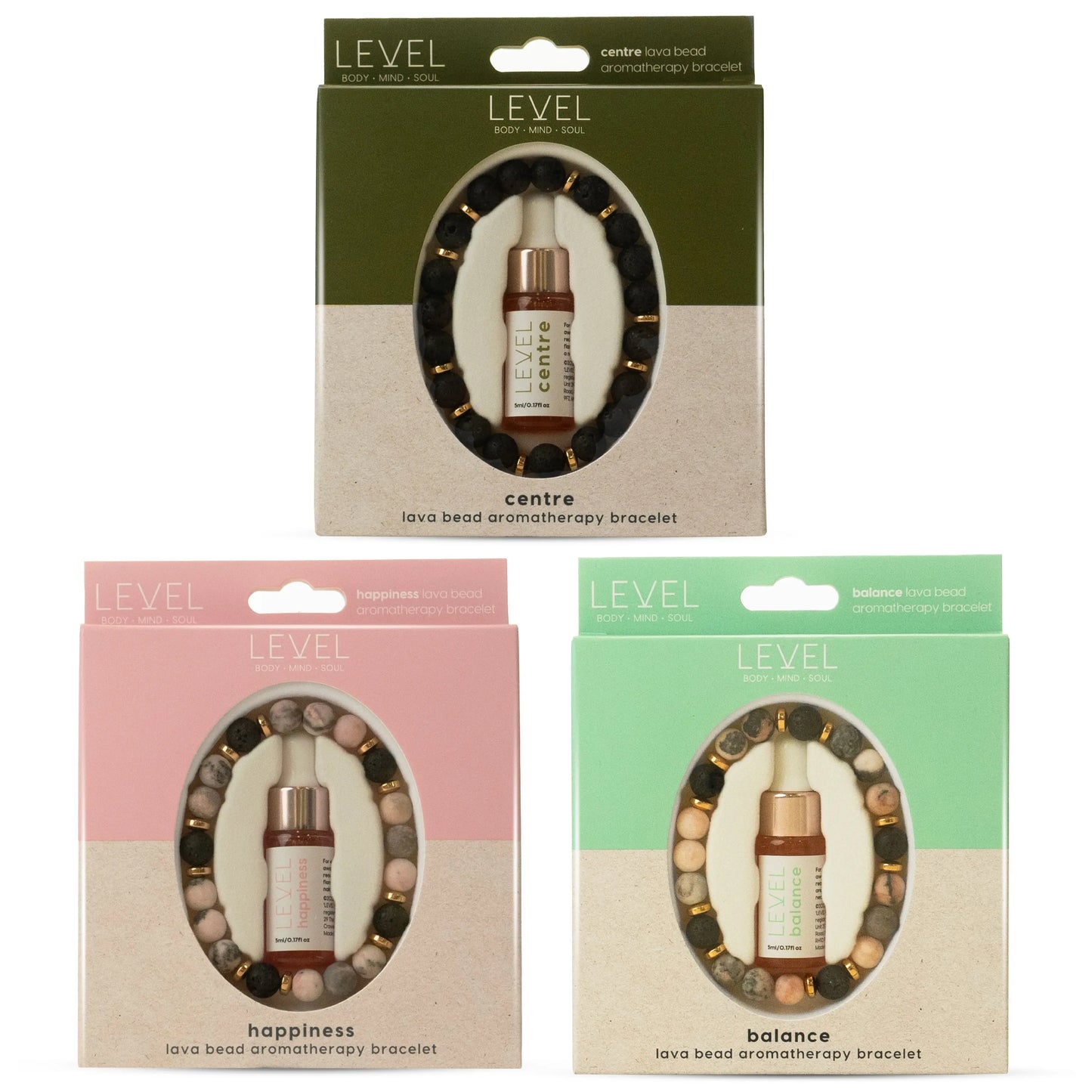 Lava Bead Aromatherapy Bracelet Set - Happiness, Centre & Balance SMUG