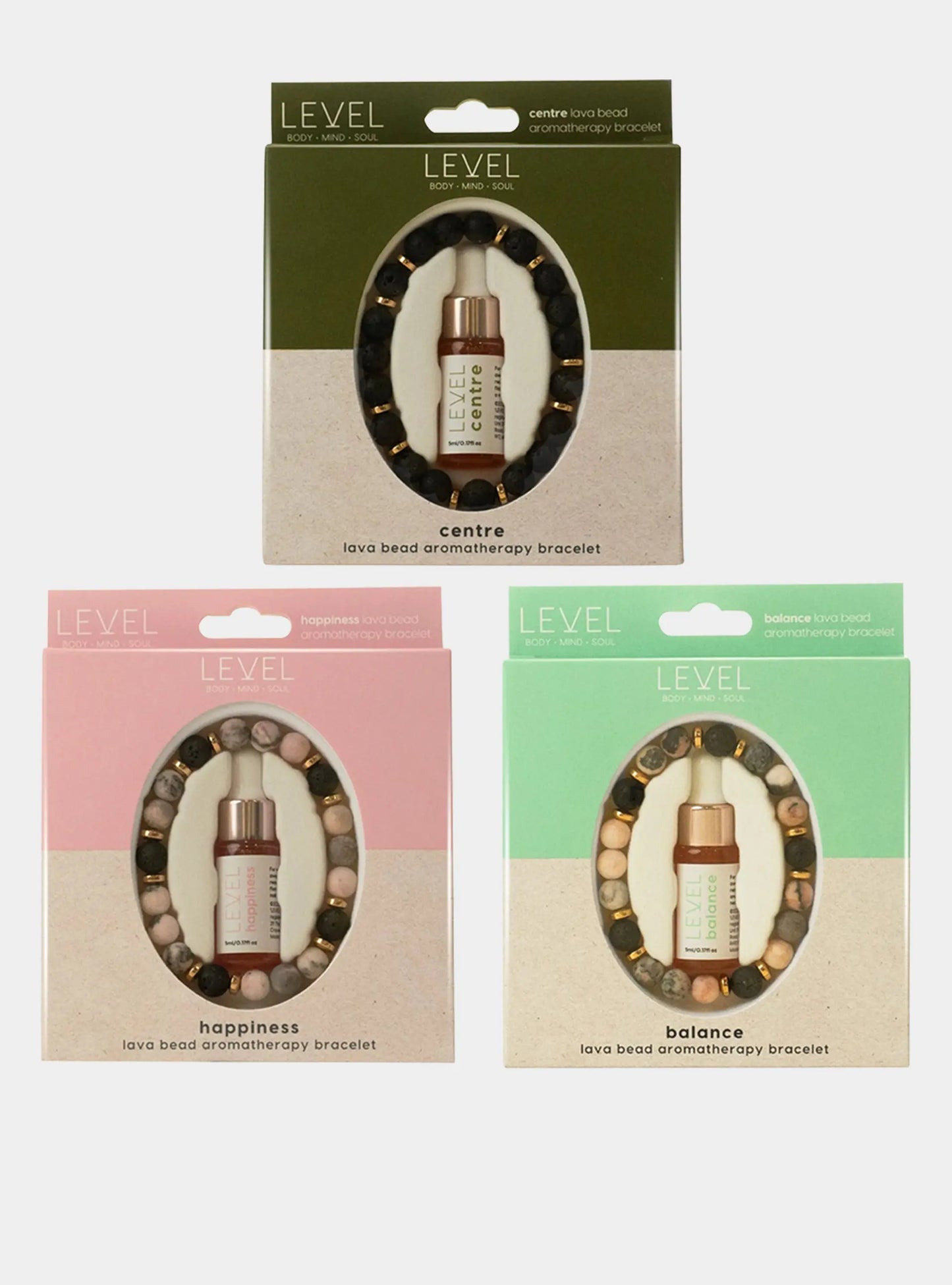 Lava Bead Aromatherapy Bracelet Set - Happiness, Centre & Balance SMUG