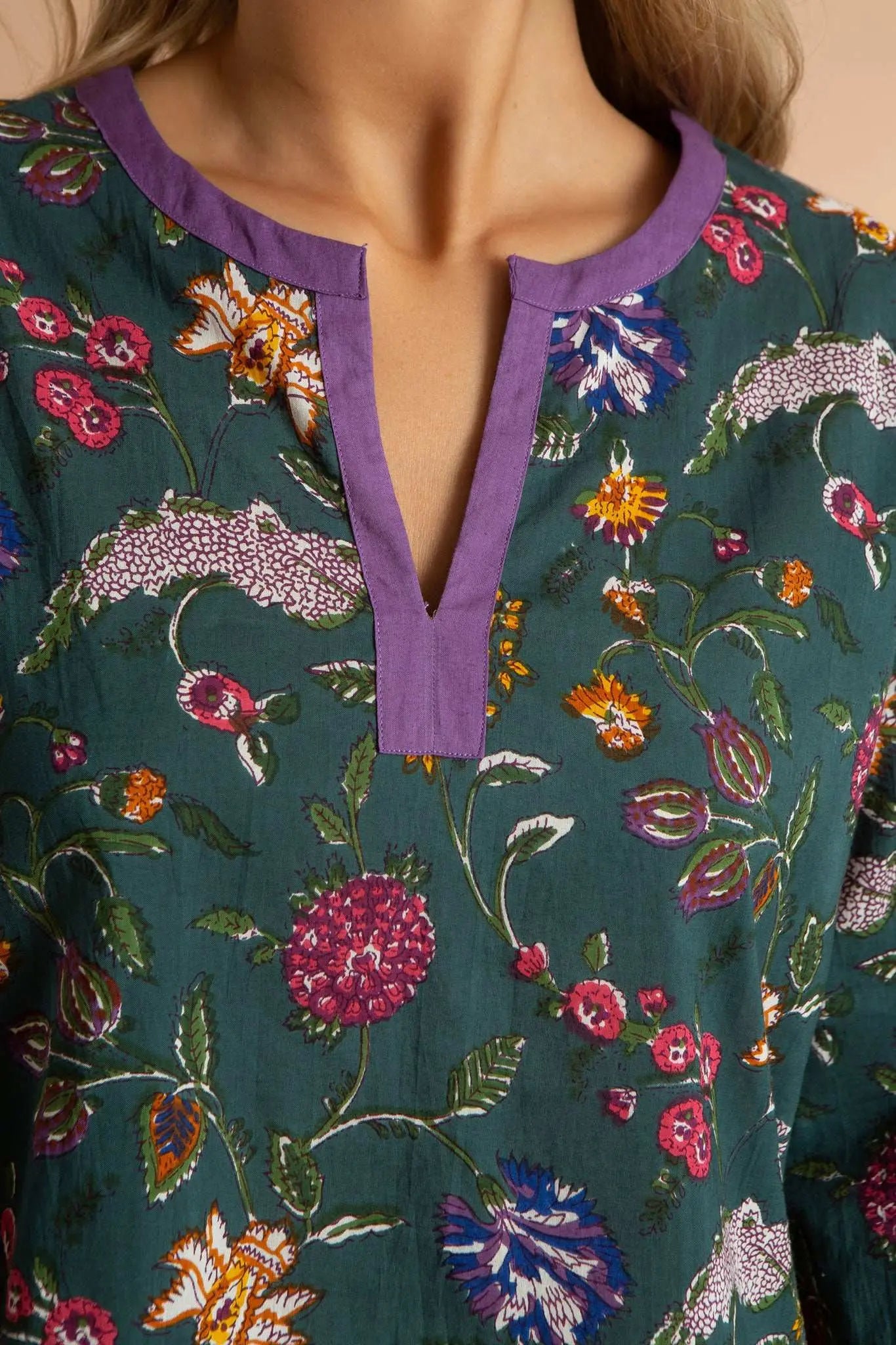 Lavender Fields Women's Floral Cotton Pyjama Trouser Set inara