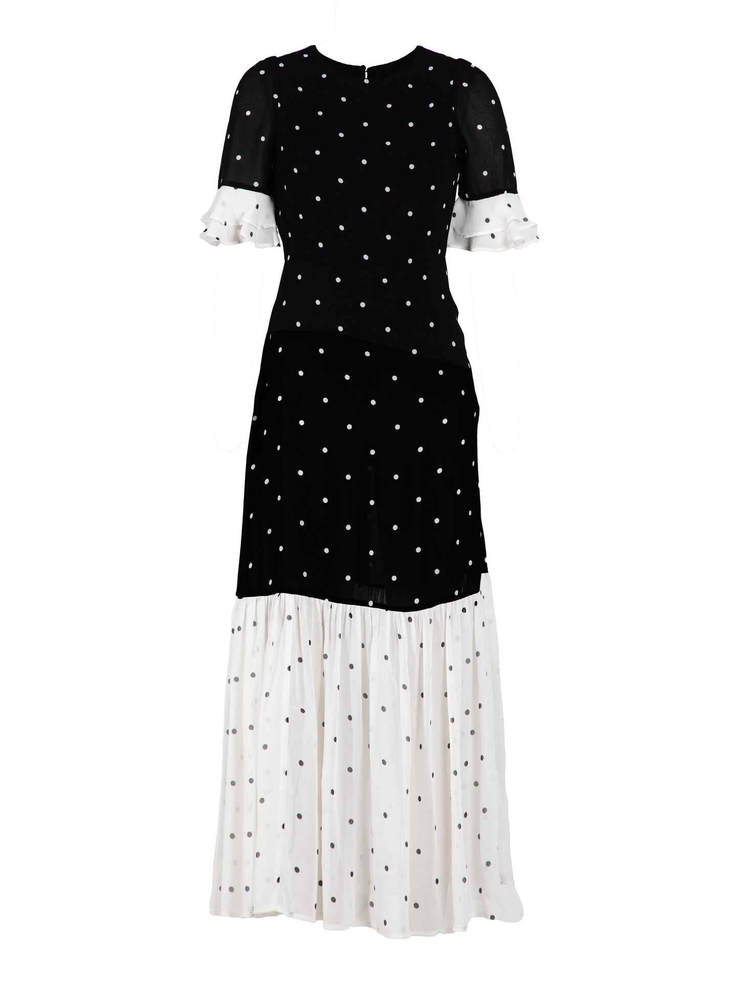 Saphi Black and White Pindot Spot Midi Dress Rose & Nancy