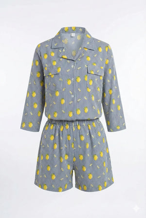 Black and white stripes with lemons