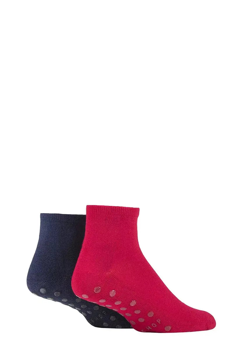 Lazy Panda Bamboo Cushioned Slipper Socks Red Navy LazyPanda