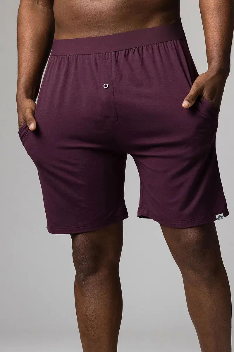 Lazy Panda Bamboo Loungewear Shorts Burgundy LazyPanda
