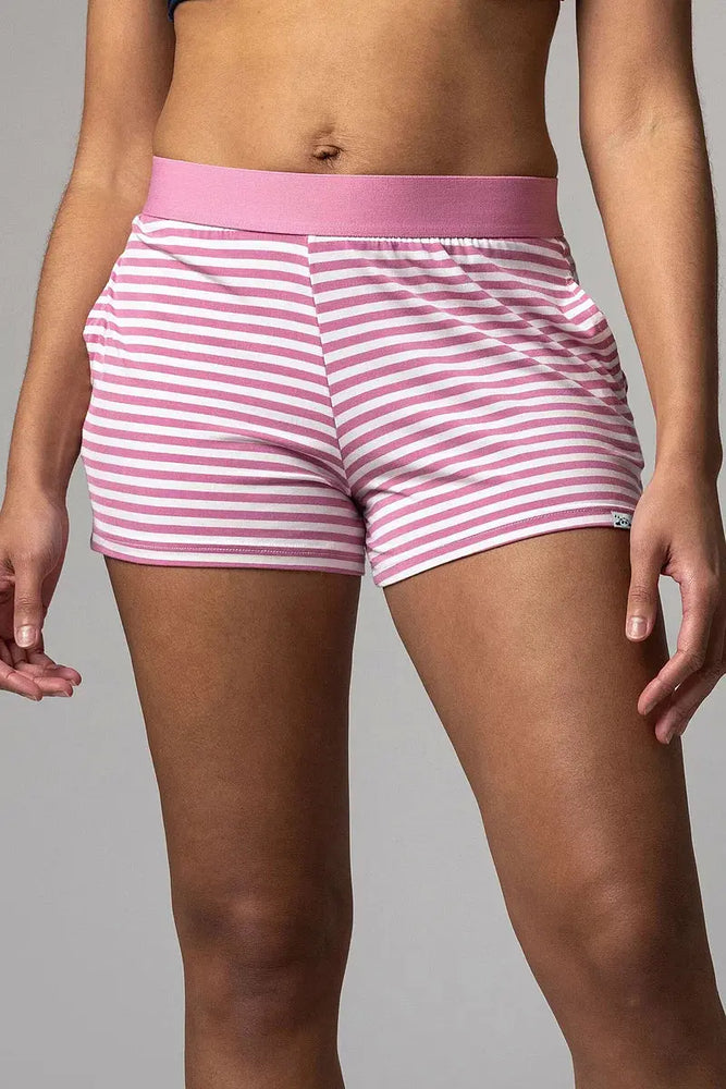 Lazy Panda Bamboo Loungewear Shorts Pink Stripe Shorts LazyPanda