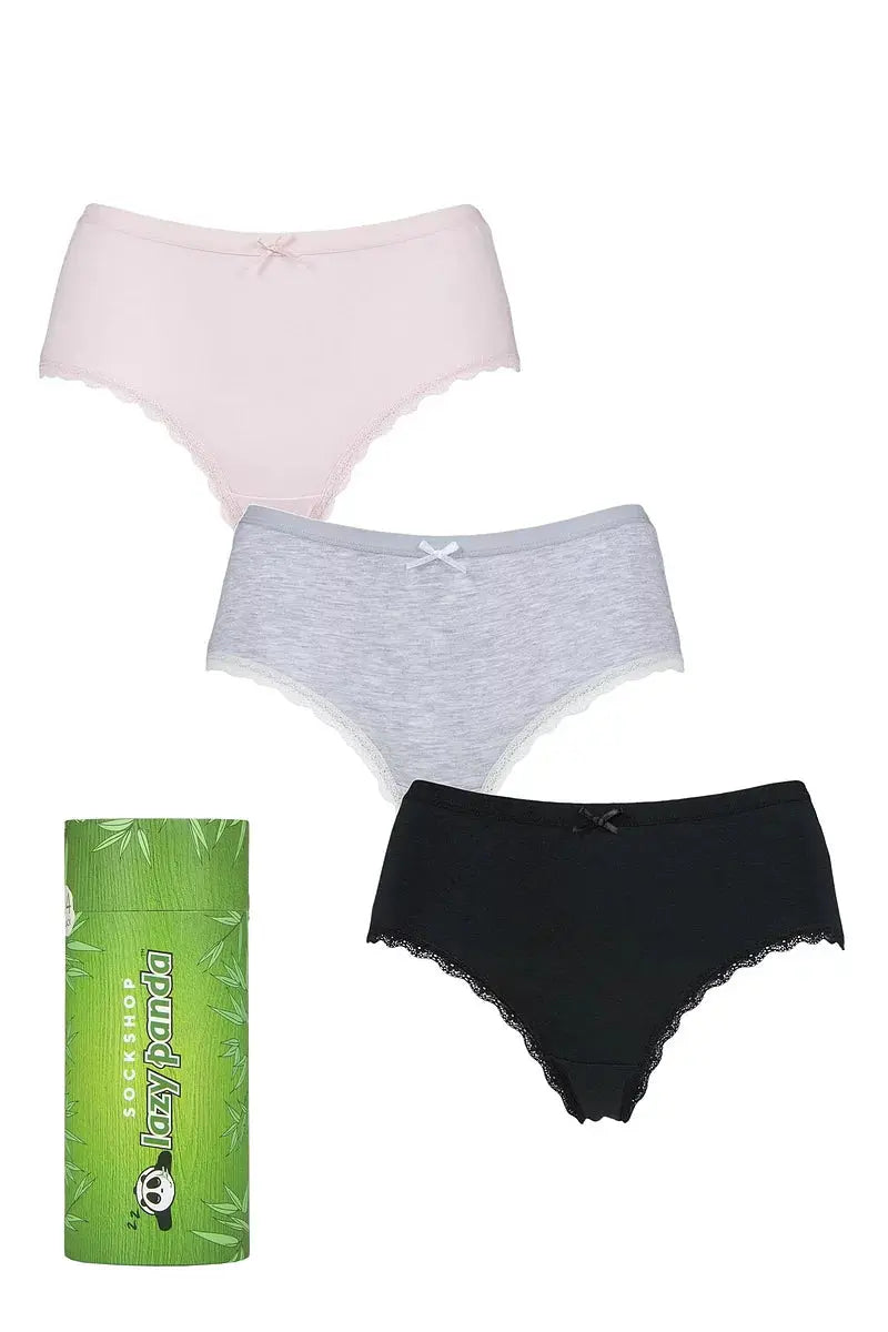 Lazy Panda Bamboo Low Rise Shorties Black Grey Pink LazyPanda