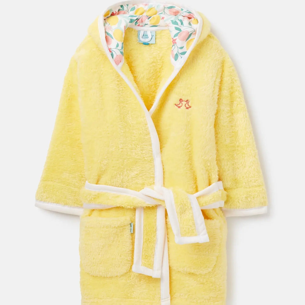 Lemon Grove Yellow Girls Fleece Dressing Gown Luca and Rosa