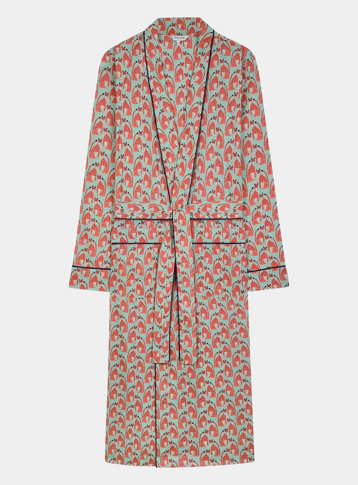 Leopards on Green Cotton Robe Myza
