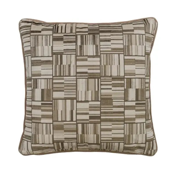 Lexington Taupe, Sustainable Feather, Cushion Velvet Geometric Andrew Martin