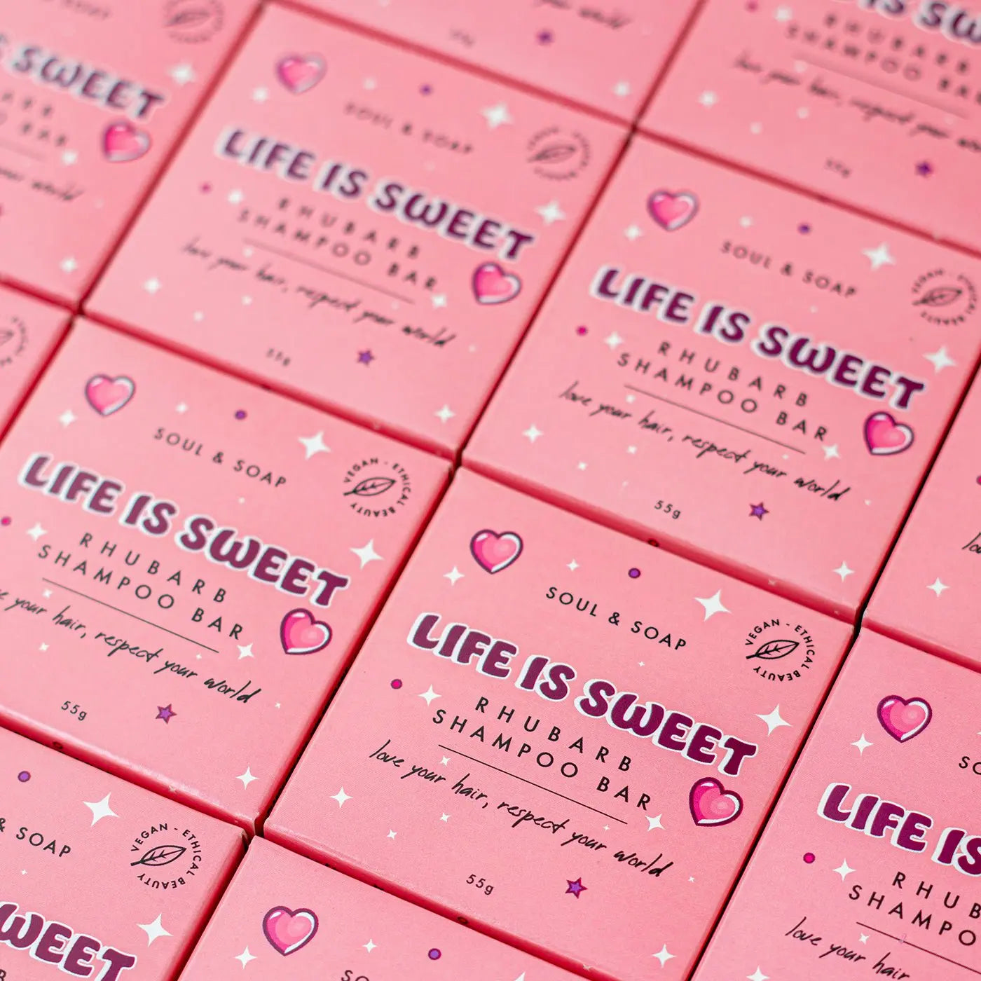 Life Is Sweet Shampoo Bar For All Hair Types - Vegan. Rhubarb Scented Soul and Soap