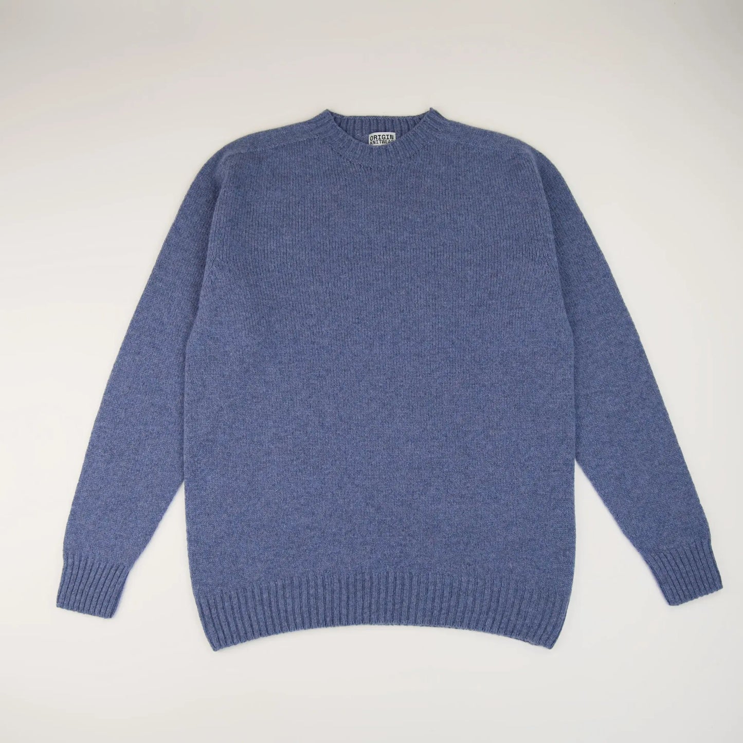 Light Blue Mens Seamless Crew Jumper Origin Knitwear