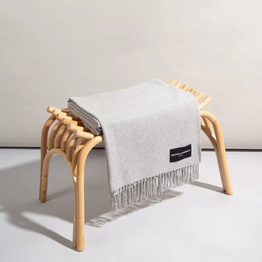 Light Grey Love Stories 100% Cashmere Blanket Heating & Plumbing London