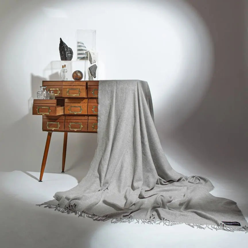 Light Grey Love Stories 100% Cashmere Blanket Heating & Plumbing London