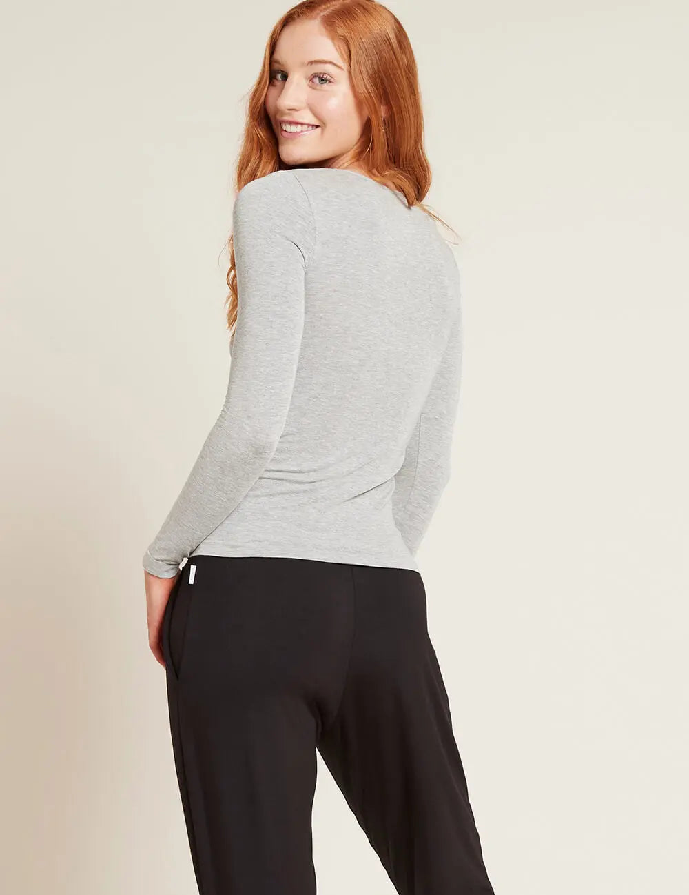 Light Grey Marl Bamboo Women's Base Layer Long Sleeve Top Boody