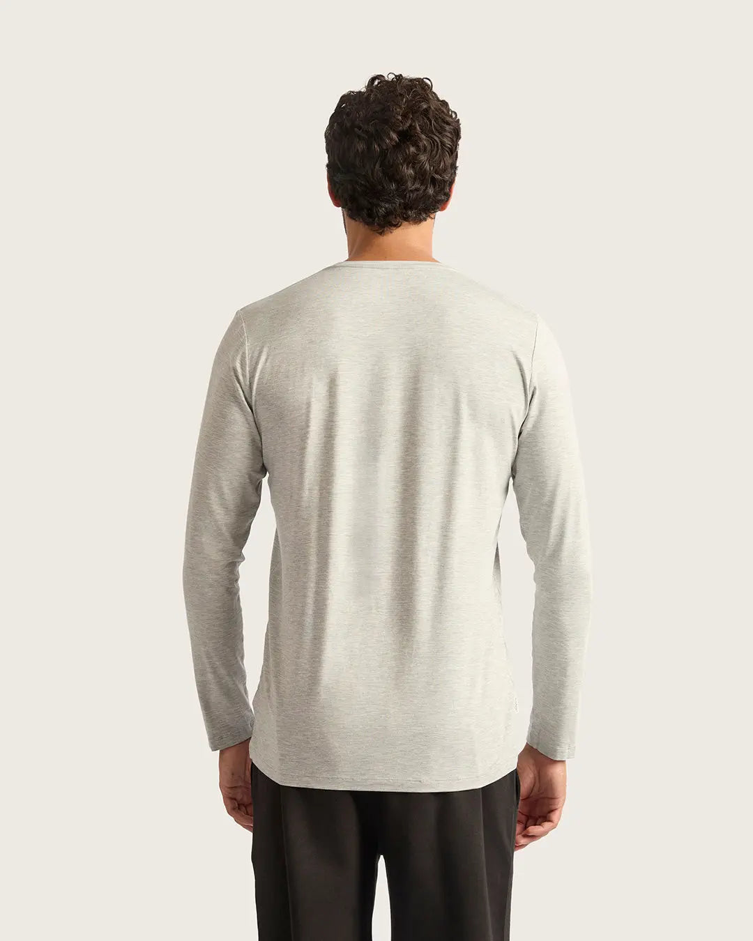 Light Grey Marl Mens Base Layer Long Sleeve Crew Neck T-Shirt Boody
