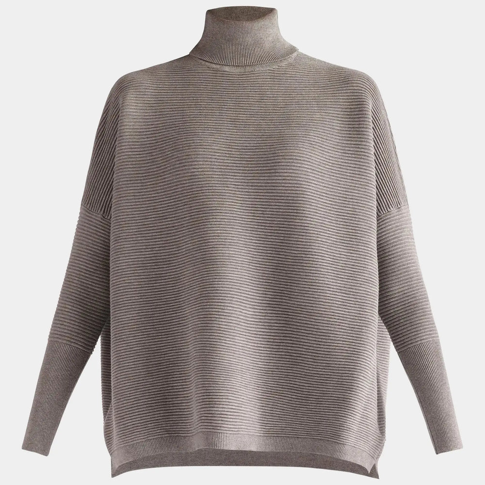 Light Grey Paisie Turtleneck Ribbed Jumper Paisie