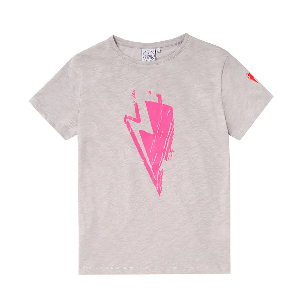 Light Grey with Neon Pink Bolt T-Shirt Scamp & Dude