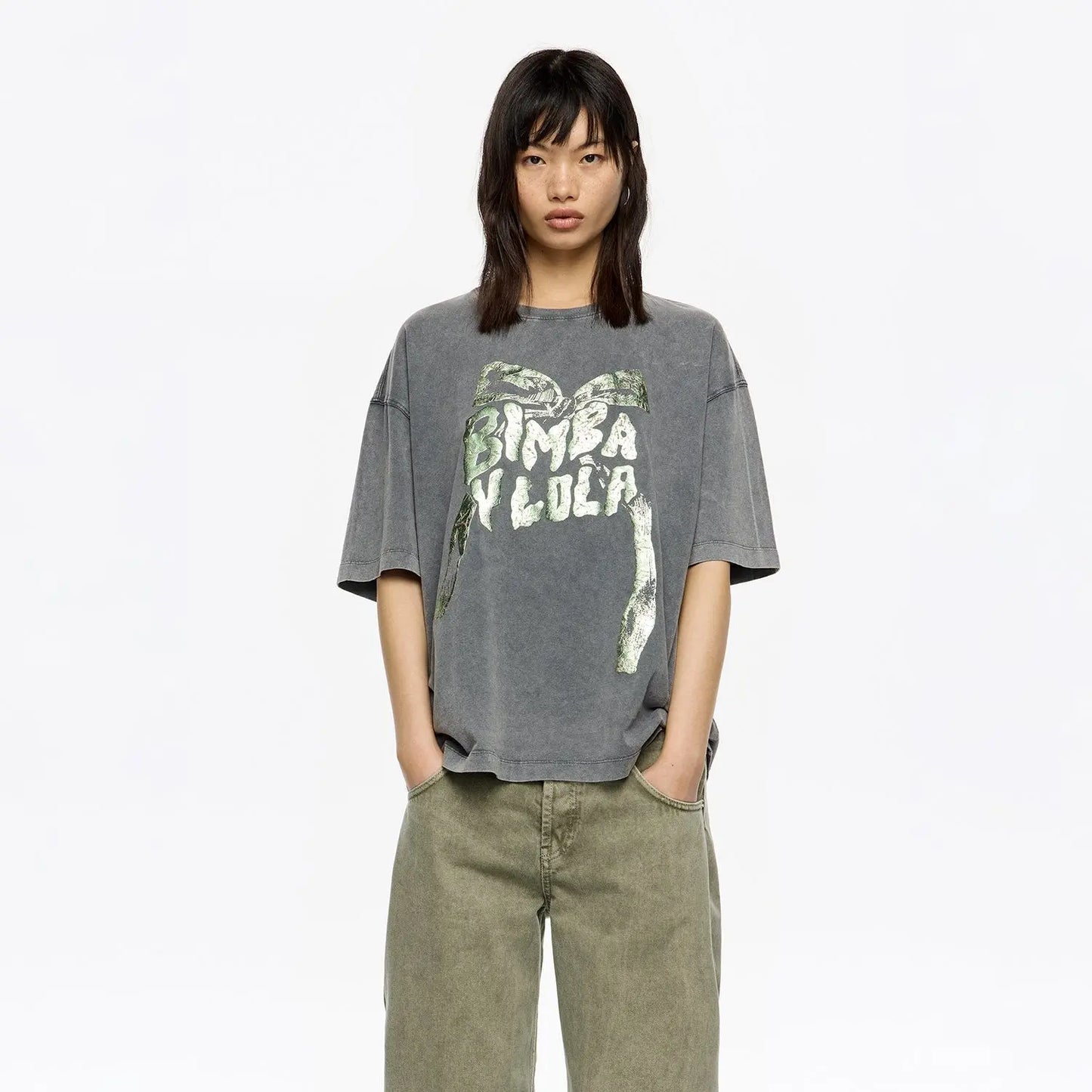 Light gray logo tie T-shirt Bimba y Lola UK