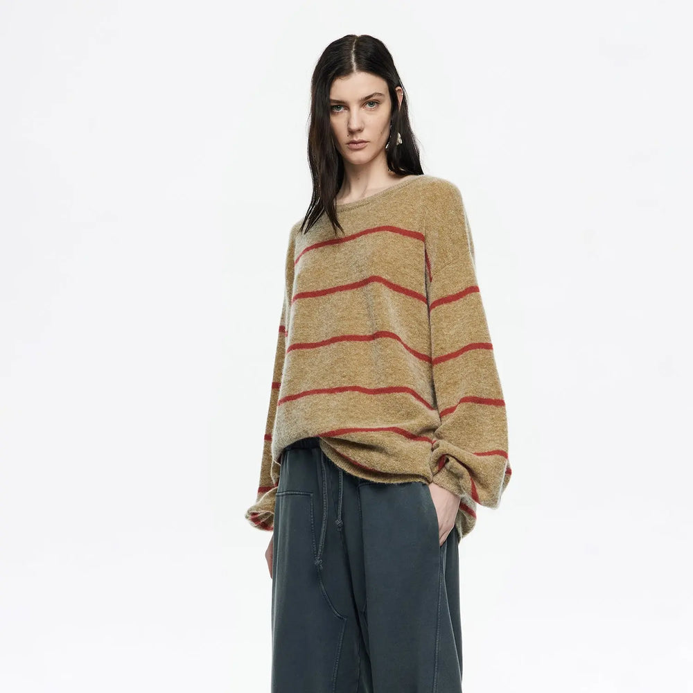 Light khaki striped mohair sweater Bimba y Lola UK